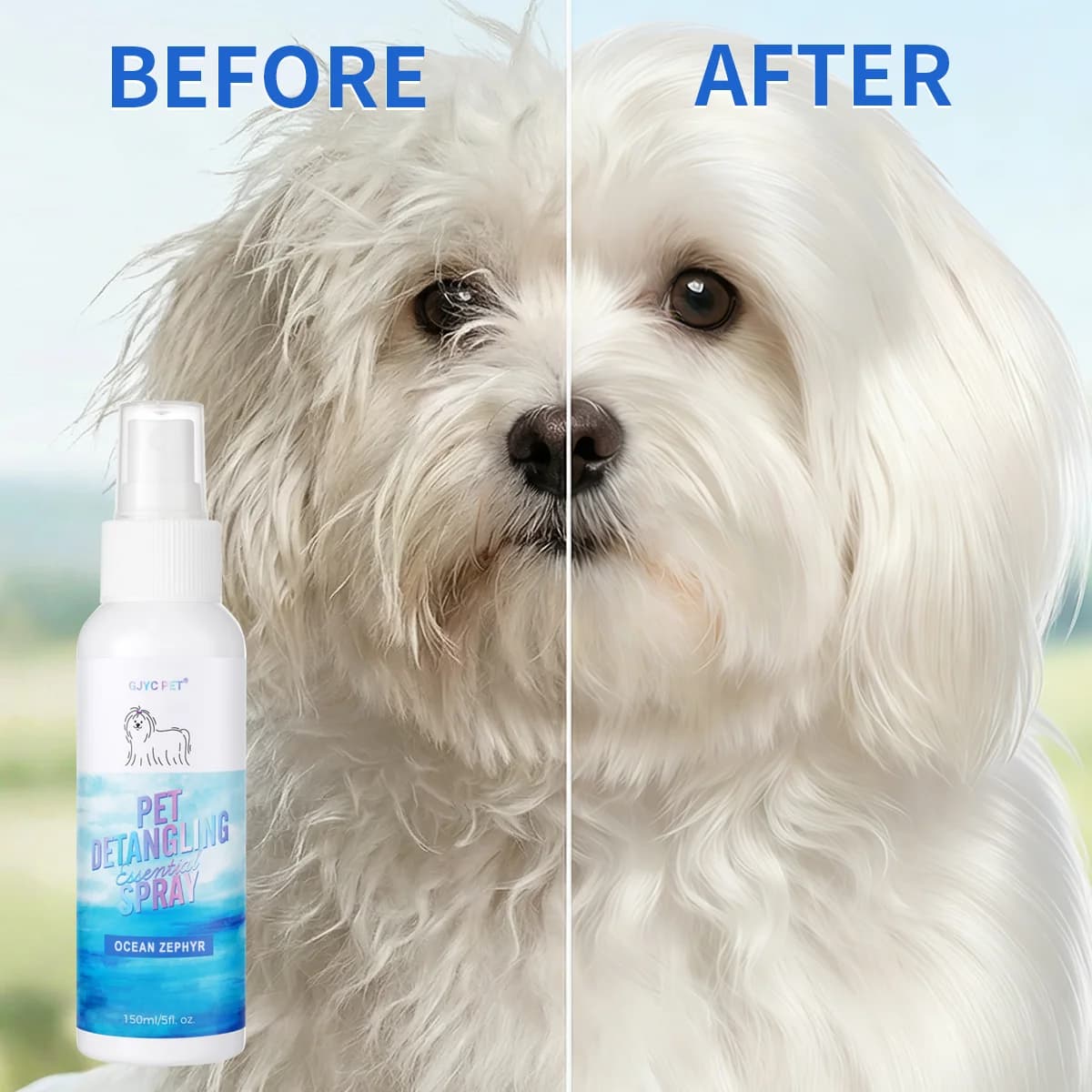 Spray Districante per Animali Domestici, Balsamo Senza Risciacquo, Rimuovi Nodi e Pelo Incrostato, Senza Alcool, Deodorante Brezza Oceanica, per un Pelo Morbido e Lucente, per la Toelettatura