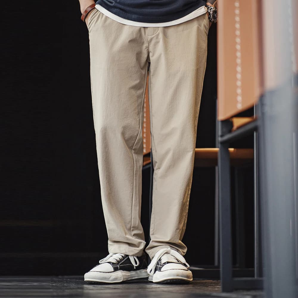 Maden Casual Dress Trousers Straight and Clean Fit Office Trousers Heavy Duty Office Pants For Men's Wrinkles Versatile Pants Solid Color