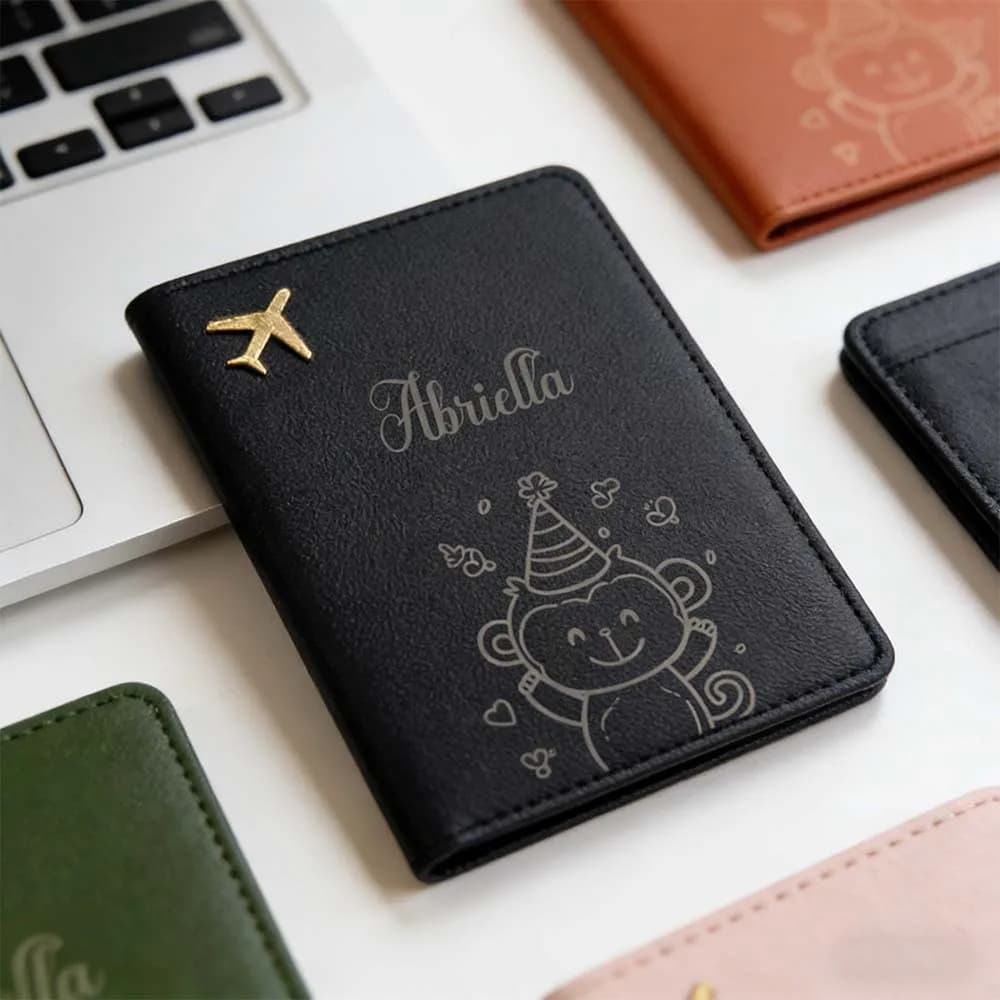 1 copertina per passaporto personalizzata con nome, regalo di Ringraziamento, porta passaporto in pelle liscia con blocco RFID