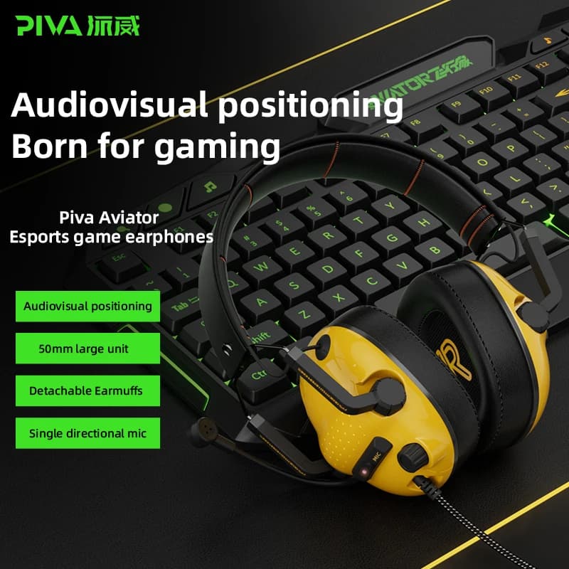 PIVA U100 USBJack 7.1 Virtual channel wired headphones ENC microphone earphones Play headphones with noise cancellation