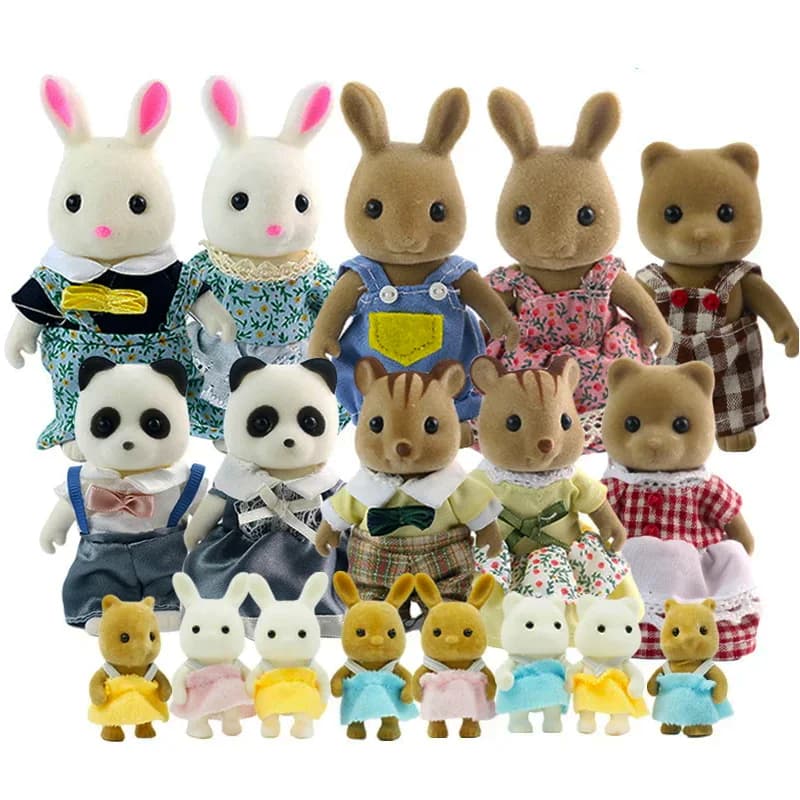 Simulazione Foresta Renna Famiglia Bambole Casa delle bambole Figure Set di mobili Set da gioco fai da te Casa da gioco Giocattoli per ragazze Accessori Regali di Natale