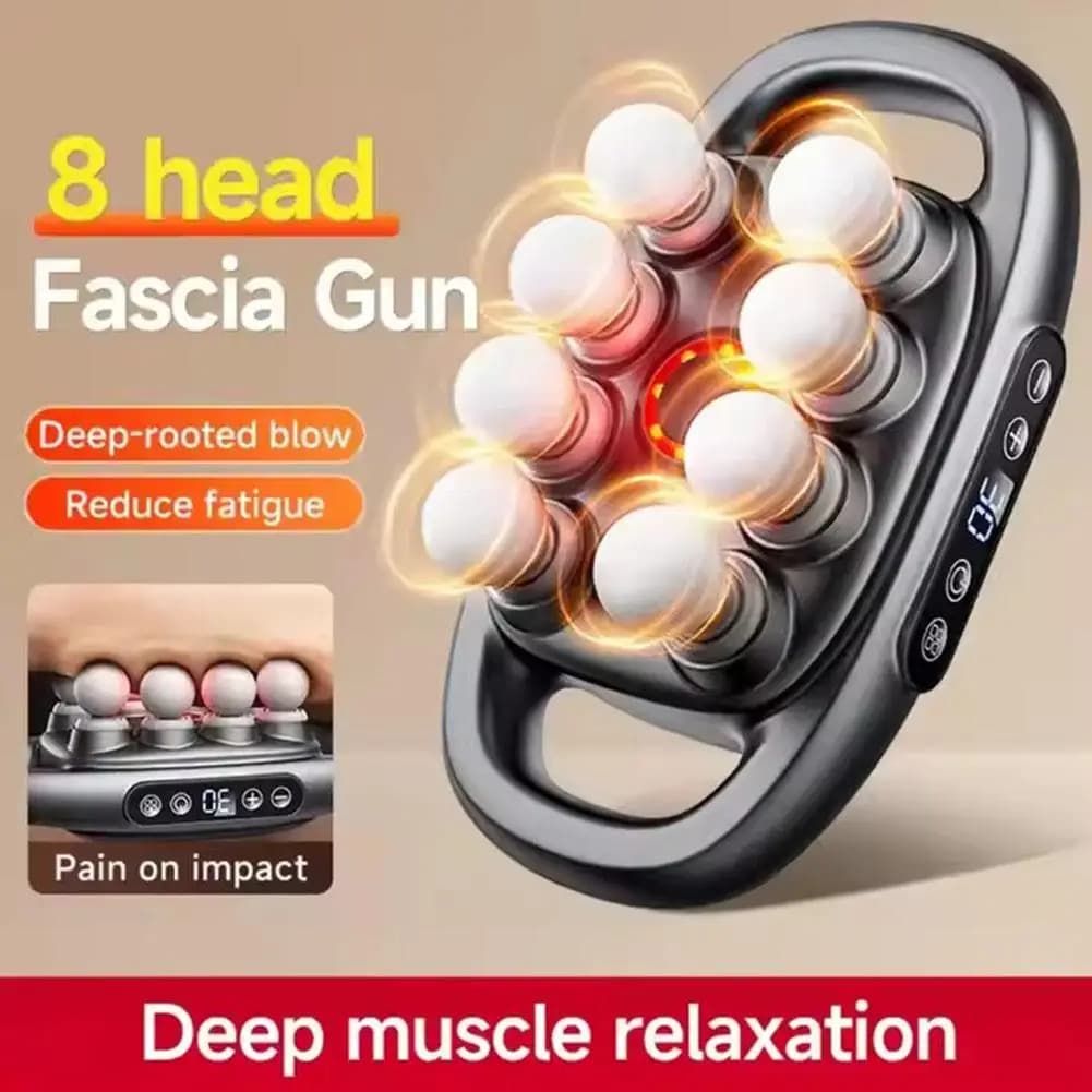 Set of massagers with 8 heads from 16 spheres Fascia Red light gun High frequency vibration Muscle relaxation Efficient massager
