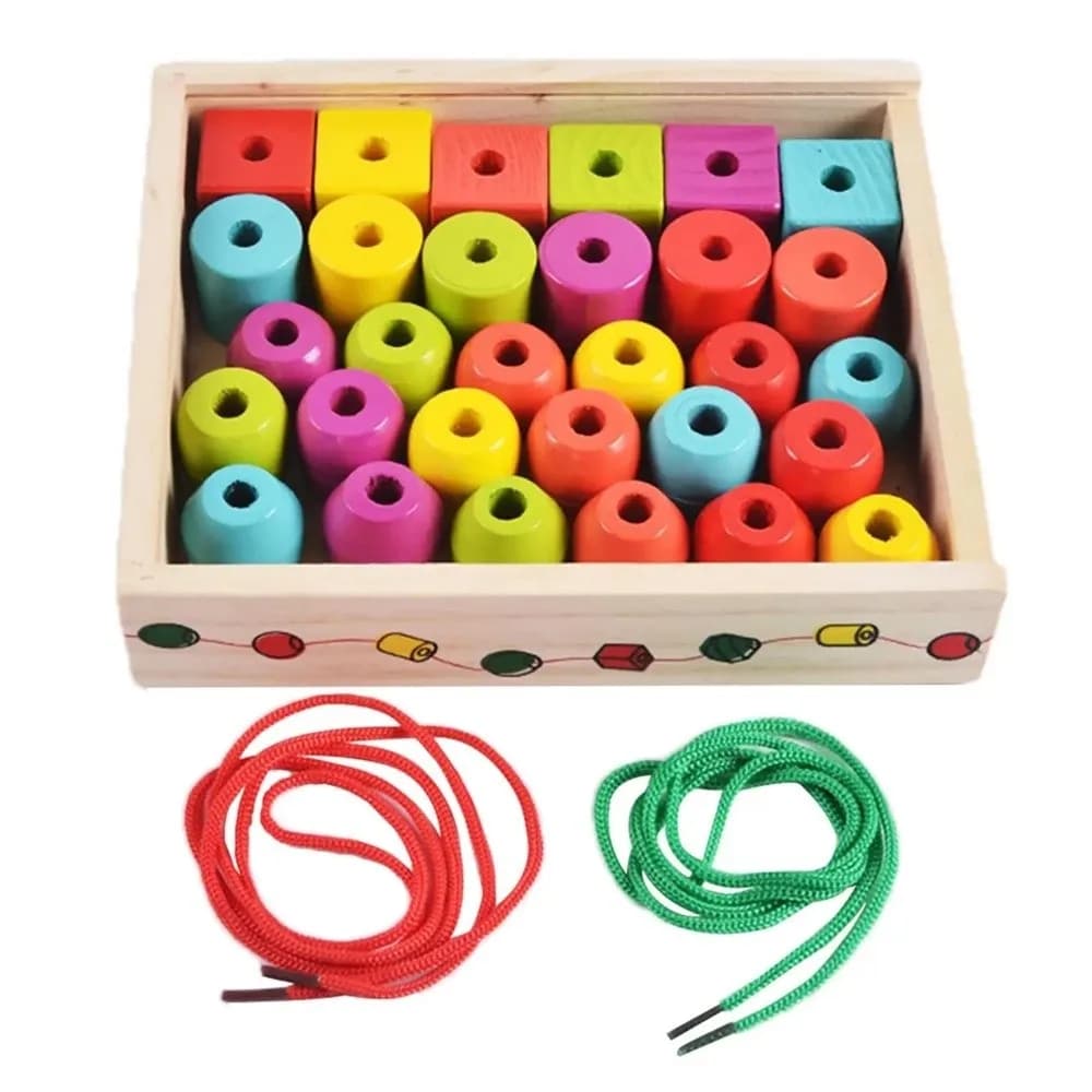 Gioco di abbinamento in legno colorato, in materiale legnoso, divertente, educativo per la prima infanzia, con perline colorate, per l'apprendimento precoce