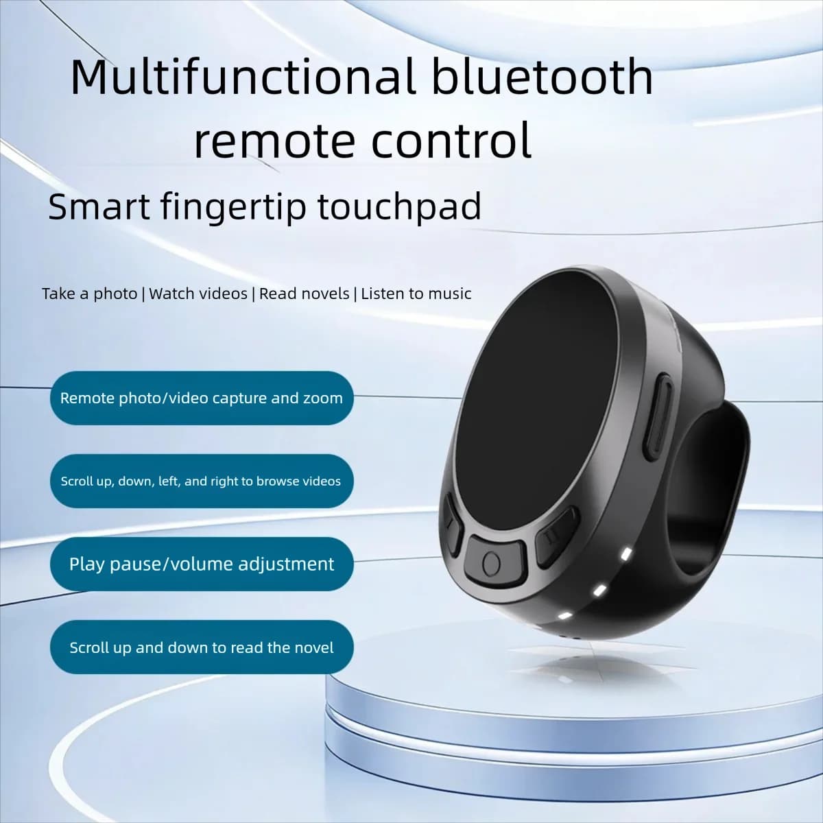 Air Mouse Bluetooth Remote Control Touch And Button Operation Remote Selfies Scrolling Through Videos Ring Band