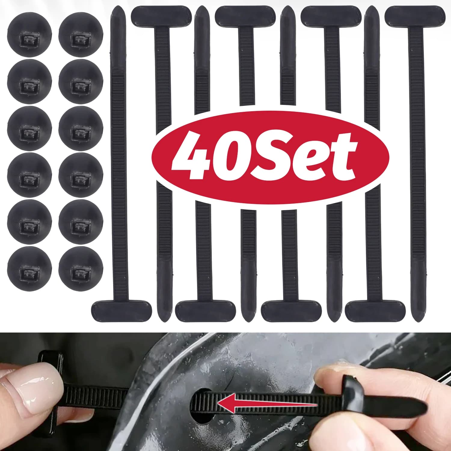 Universal Car Nylon Cable Tie Buckles Self-Locking Zip Ties Fender Trunk Engine Guard Panel Fasteners Screw Replacement Parts