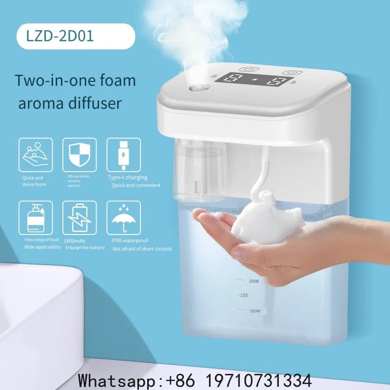 Automatic Foam Soap Dispenser with Aromatherapy 2-in-1 Infrared Induction Hand Sanitizer Fragrance Diffuser for Kitchen Bathroom