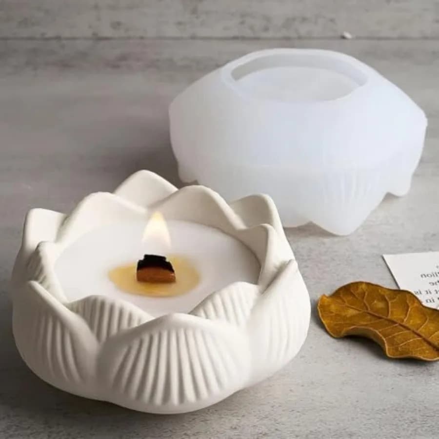 3D Lotus Candle Holder Silicone Mold Home Decor Lotus Flower Candle Jars Silicone Molds Jewelry Organizer Epoxy Resin Molds Flo
