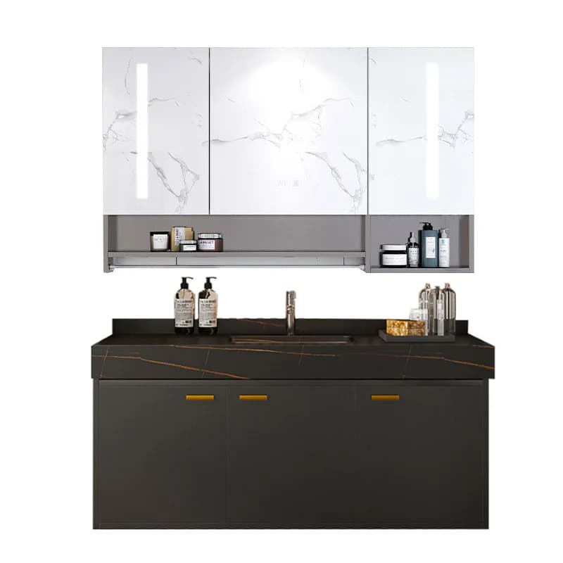 Combinazione di armadietti a specchio intelligenti montati a parete per mobiletto da bagno in acciaio inossidabile