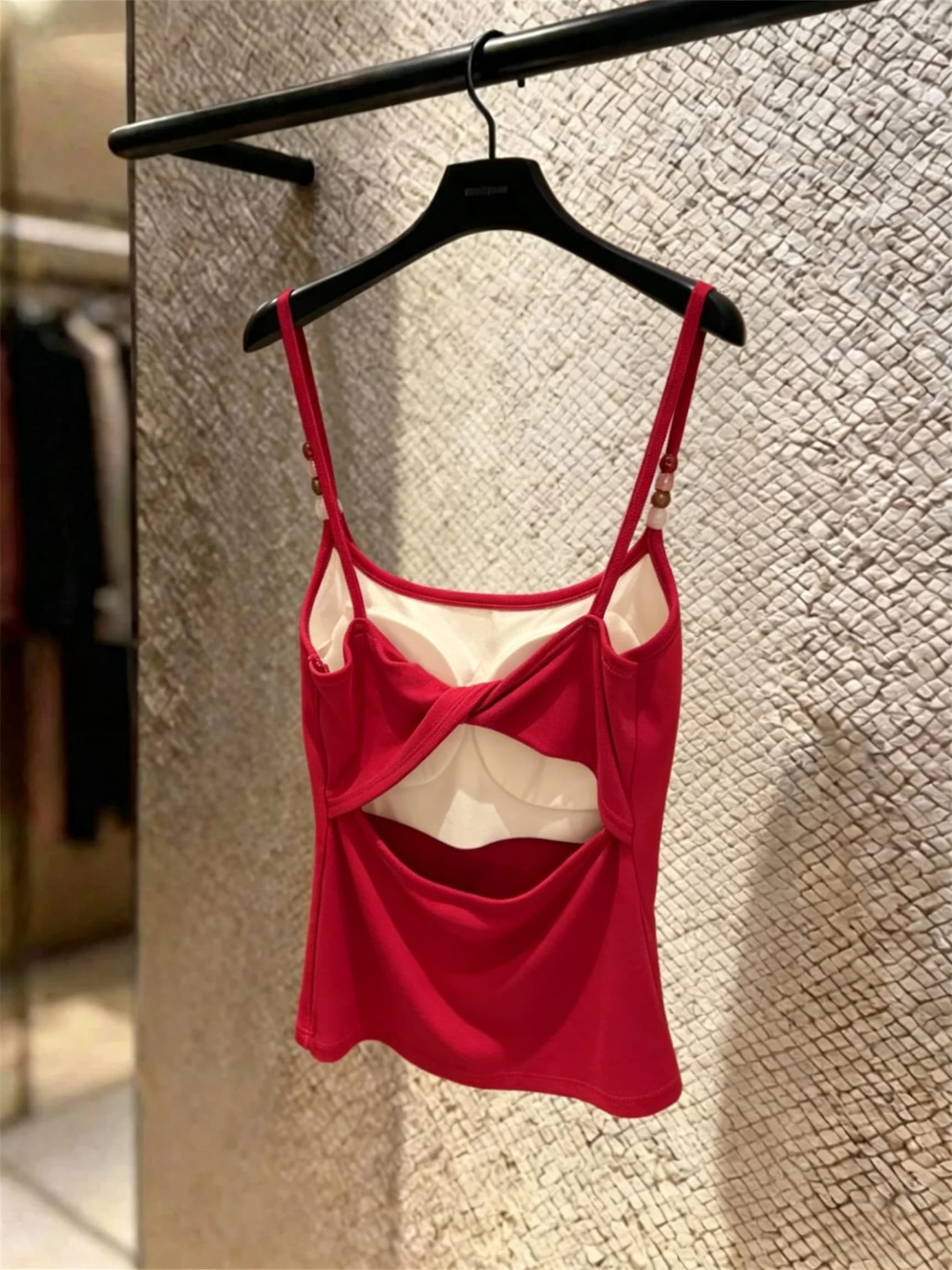 Top Corto Sexy con Schiena Scoperta da Donna, Gilet Senza Maniche con Imbottitura sul Petto, Traspirante e Assorbente, Lunghezza Corta, Abbigliamento Casual