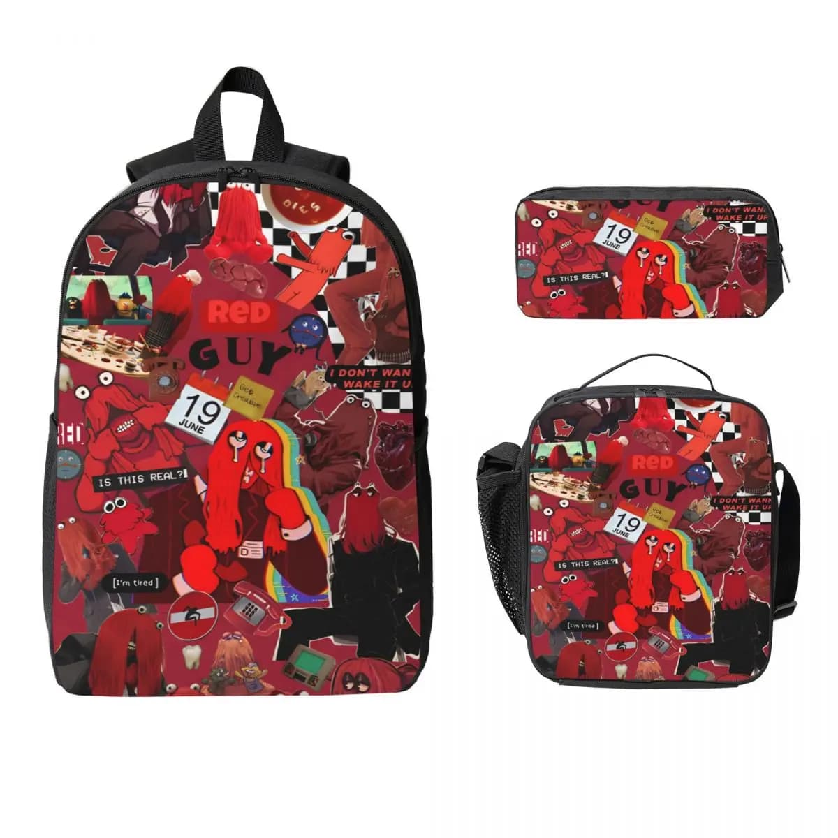 3Pcs Don't Hug Me I'm Scared School bags Set Pencil Boxes Backpack Sets with Lunch Box For School Students Knapsack