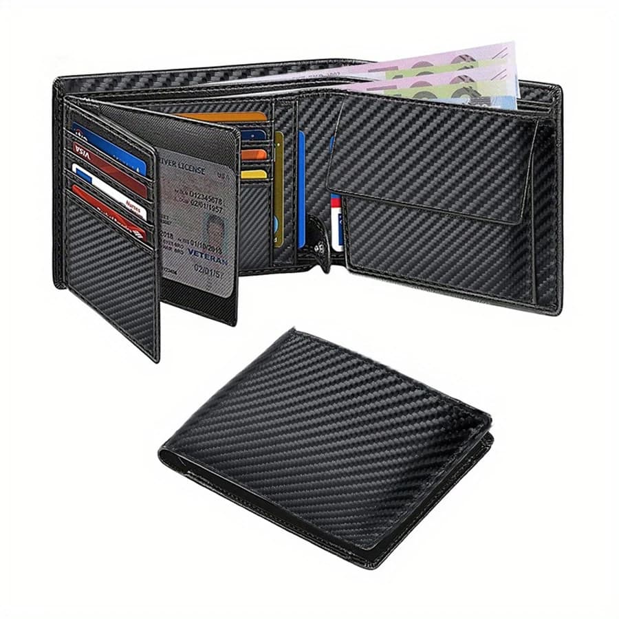 Portafoglio da uomo multifunzionale ultrasottile con blocco RFID con 15 porta carte di credito Portafoglio con tasca portamonete Regalo ideale per Boyfrie