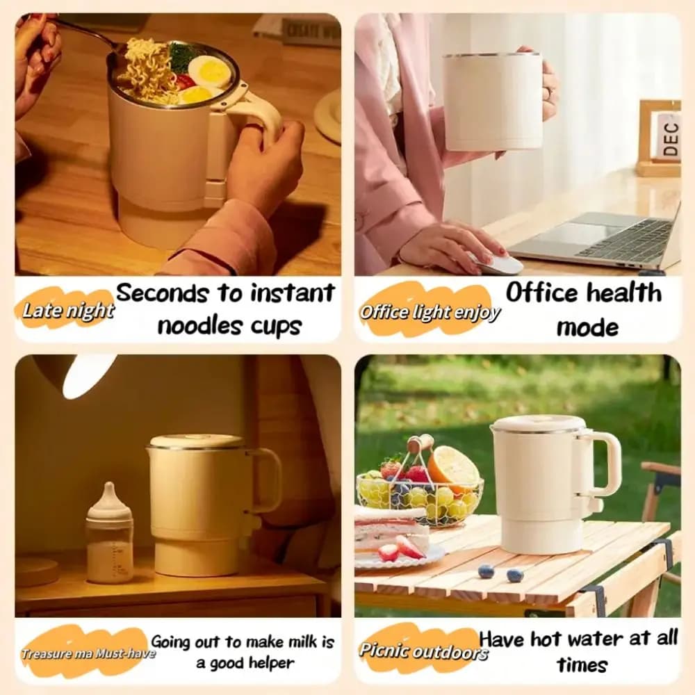 800 ml portable electric kettle Foldable rice cooker 2 in 1 Mini 304 stainless steel kettle