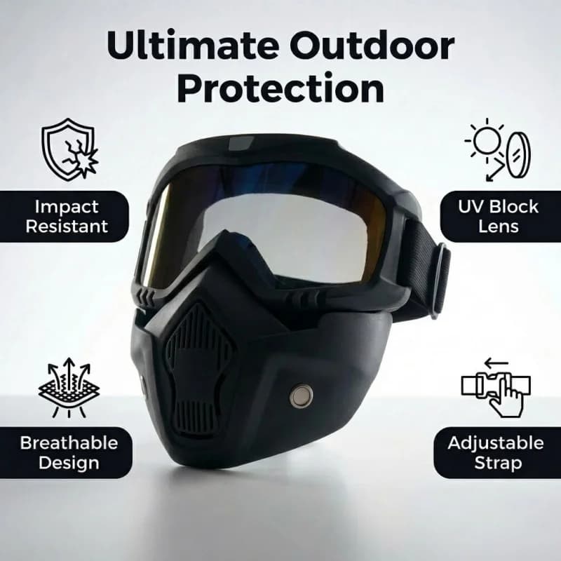 Cycling Dustproof Adjustable Motorcycle Goggles Breathable Full Face Protective Sunglasses Riding Outdoor Sport Windproof Mask