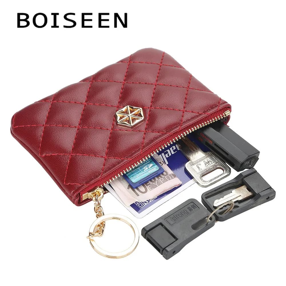 Baellerry Portacarte ultra sottile da donna, mini portafoglio in PU tinta unita senza RFID, portamonete sottile con tasca portamonete