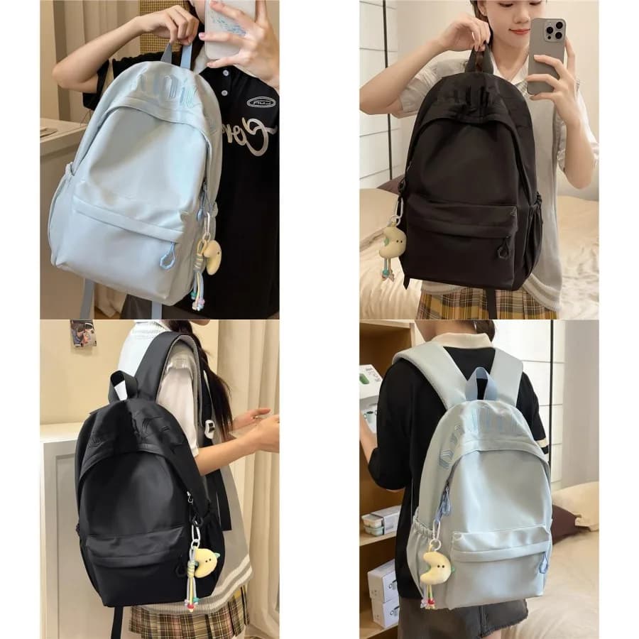 【Nuovo stile】Zaino nero per ragazze delle scuole medie, zaino semplice e alla moda, zaino sportivo per studentesse universitarie