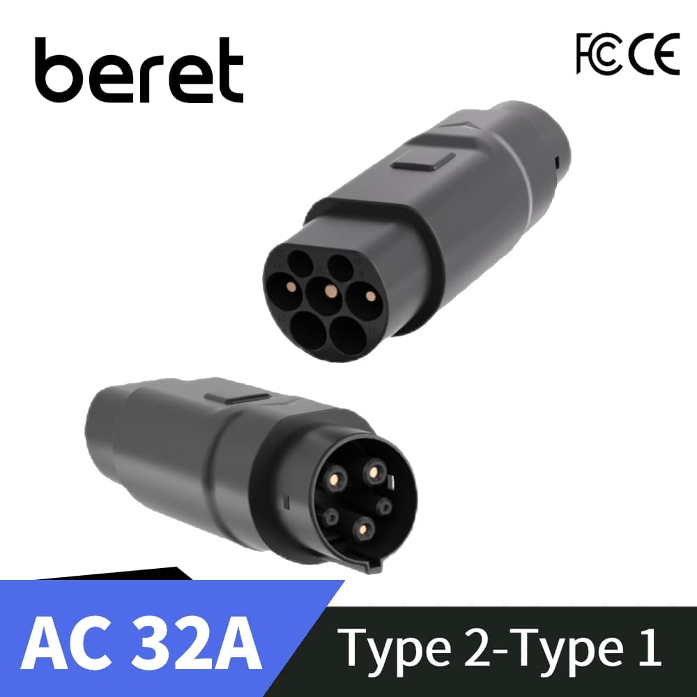 EV charger adapter from Type2 to Type1 32A compatible with 2 type charger for electric car with type 1 charging socket