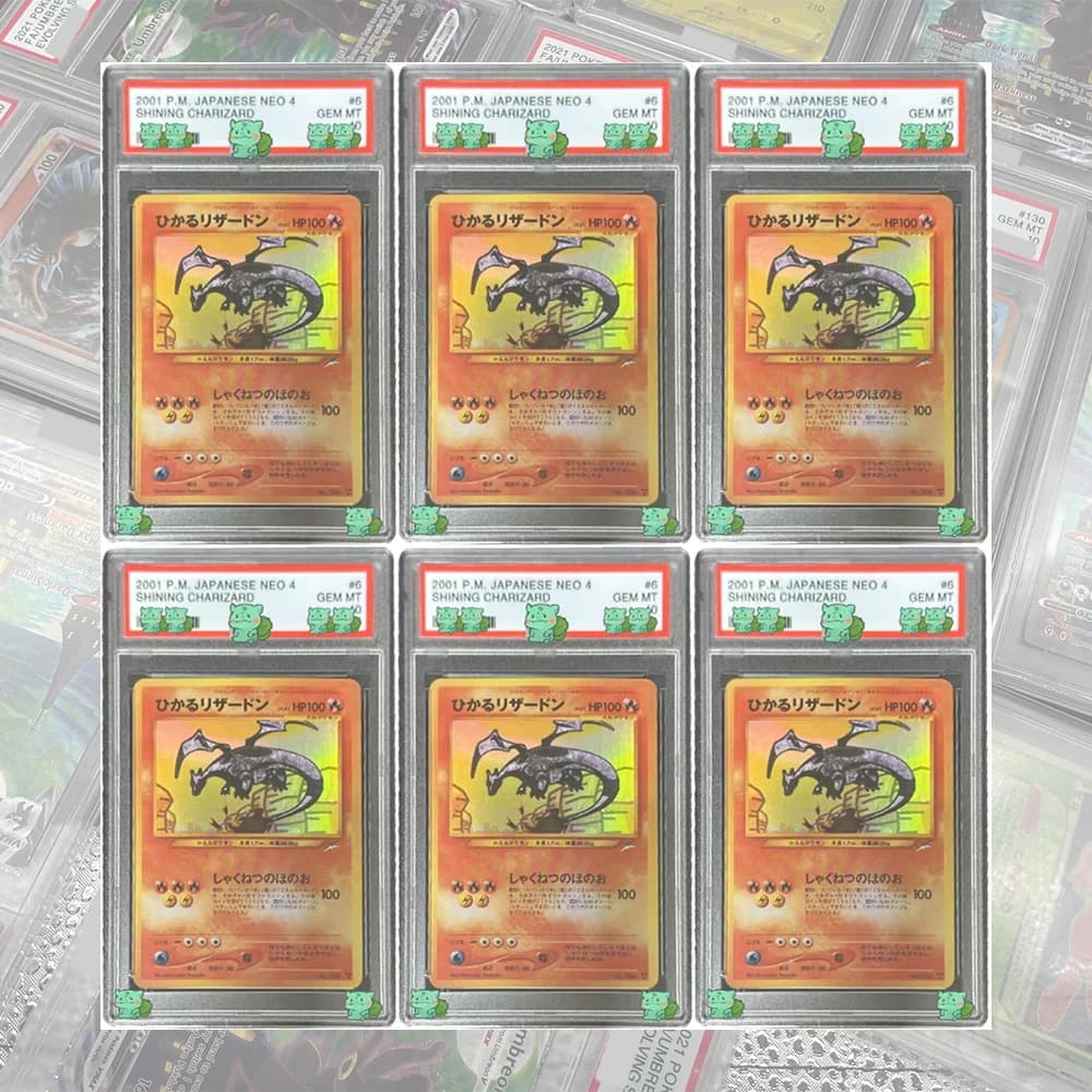 Anime 2001 PM Carta da collezione classificata JAPANESE NEO 4 SHINING CHARIZARD GEM MT 10 Carte Flash Etichetta olografica Regali per bambini