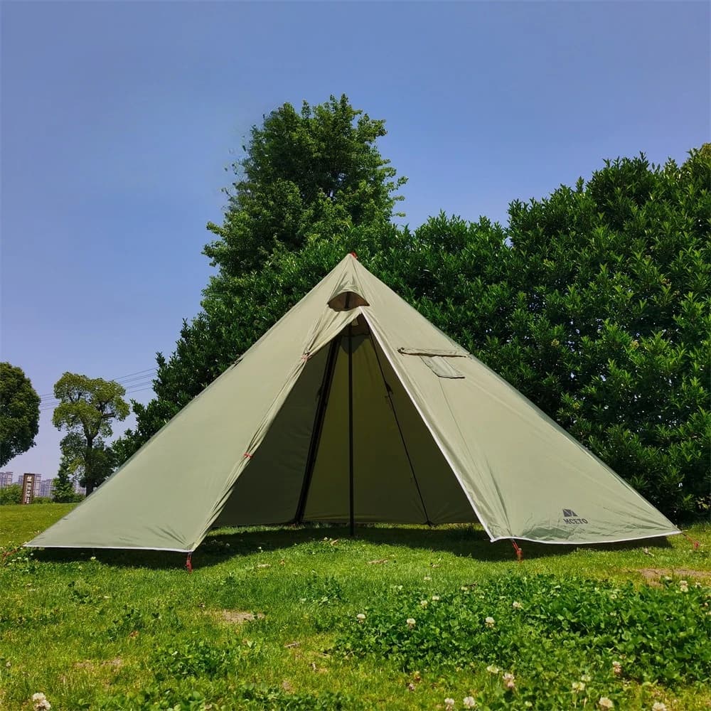 Tingxue 500 Ten Edge Hornfield Tenda da Campeggio con Stufa a Legna e Canna Fumaria, Modello Great Pyramid