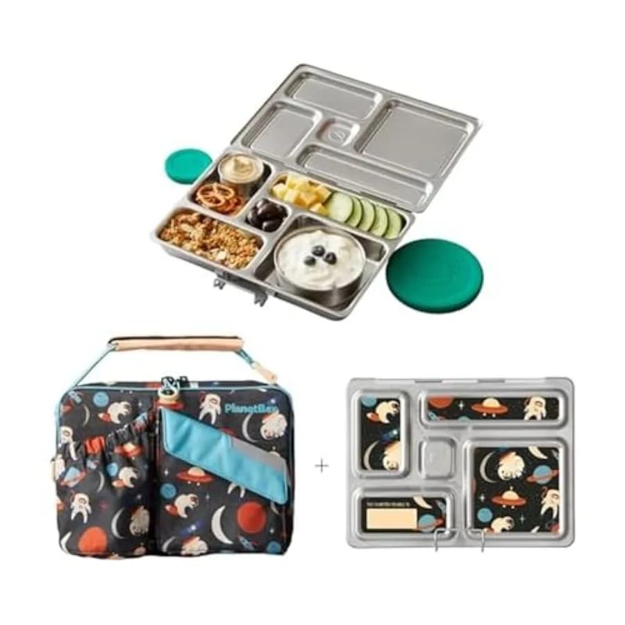 Kit porta pranzo Rover in acciaio inossidabile stile Bento Box con 5 scomparti, include borsa termica, contenitore ermetico per alimenti