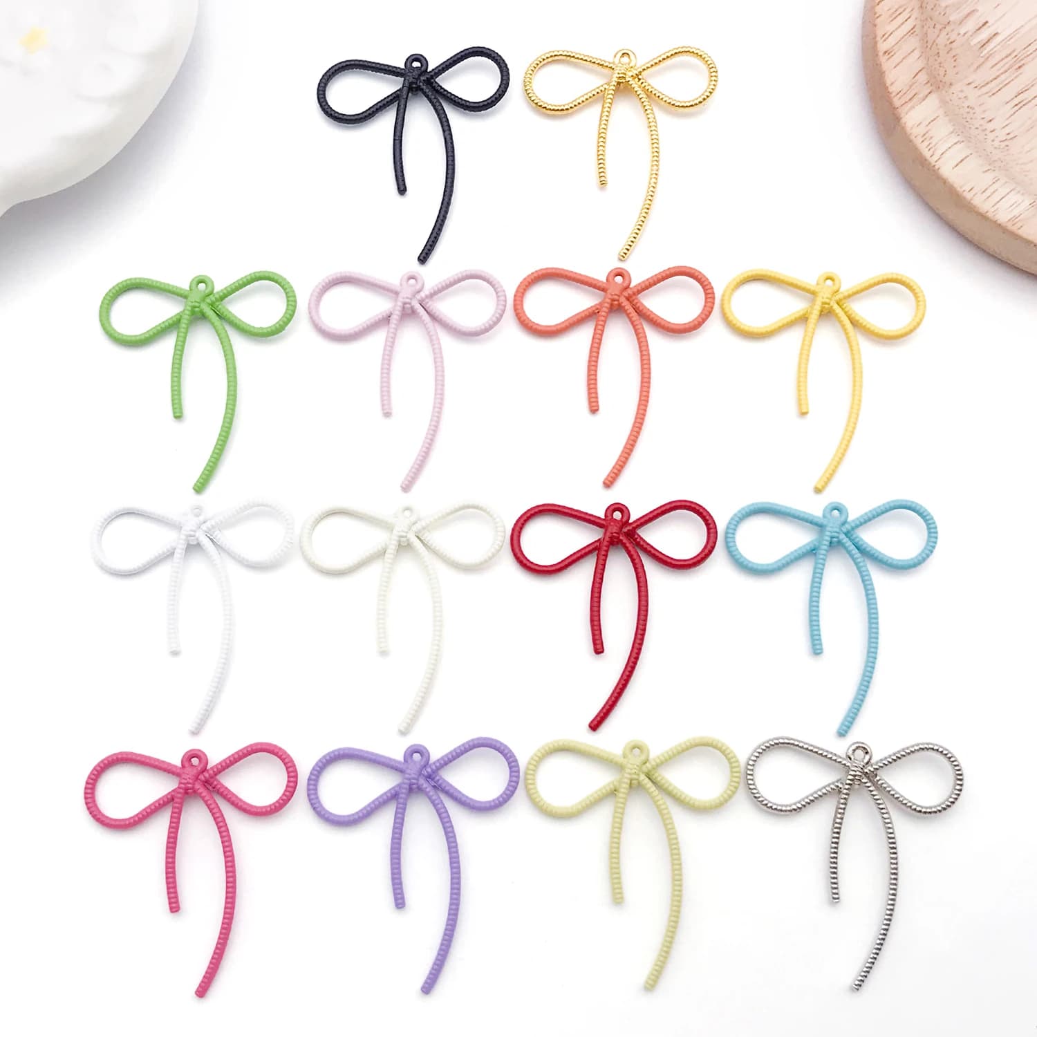10pcs 37*42mm Colorful Bowknot Charms, Metal Pendants for DIY Bracelets Necklaces Earrings Jewelry Making Accessories