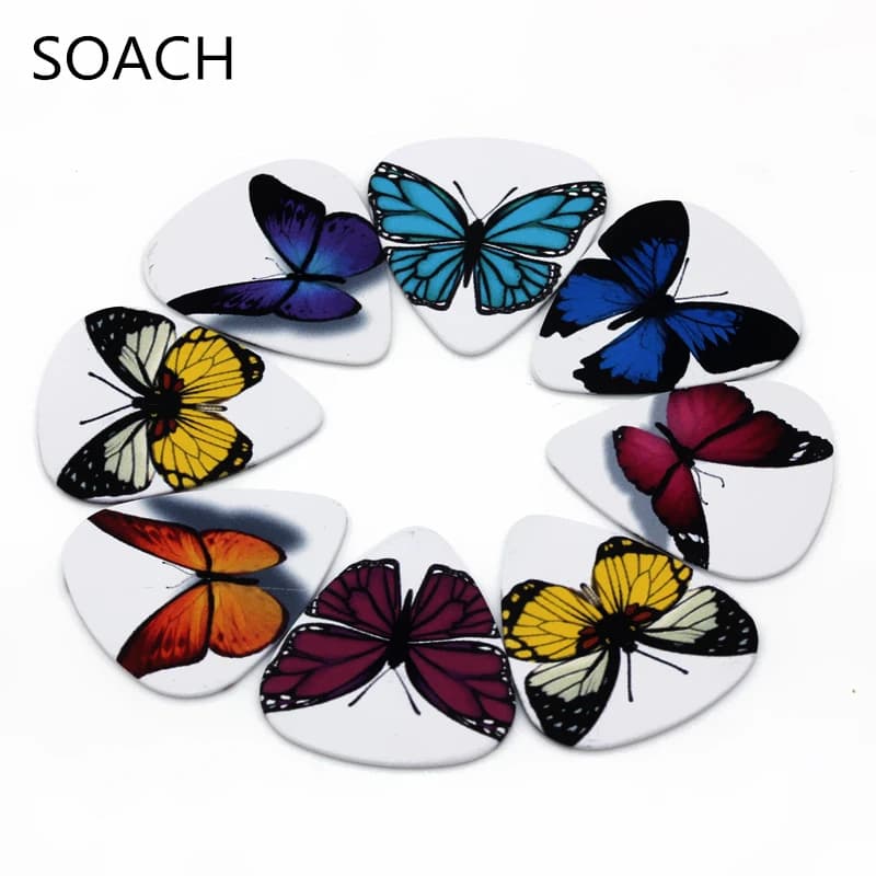 SOACH Fashion 10 Pz Plettri per Chitarra 0.46/0.71/1.0mm di Spessore Farfalla Accessori per Chitarra Plettro per Chitarra per Ukulele Paddle per Chitarra