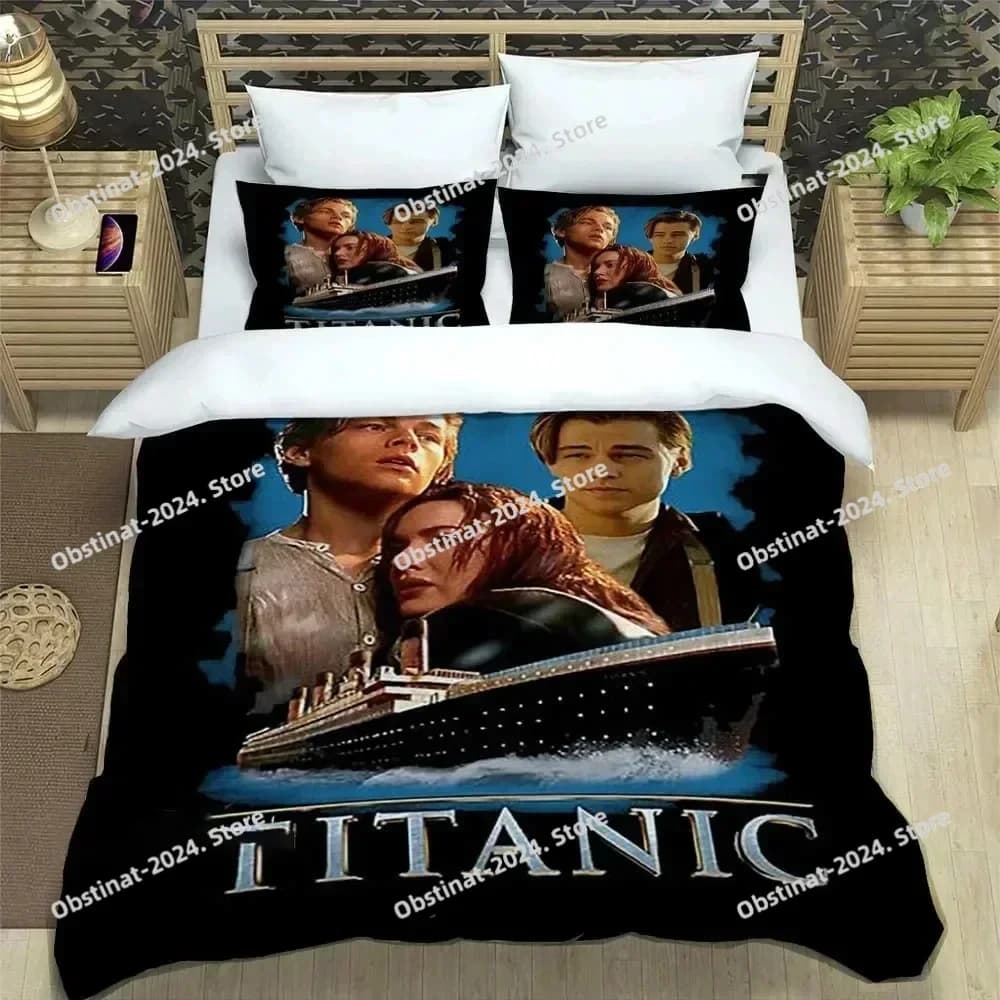 Film Titanic Leonardo DiCaprio Set biancheria da letto Copripiumino Set letto Copripiumino Federa Trapunte King Queen Size Ragazzi Adulti