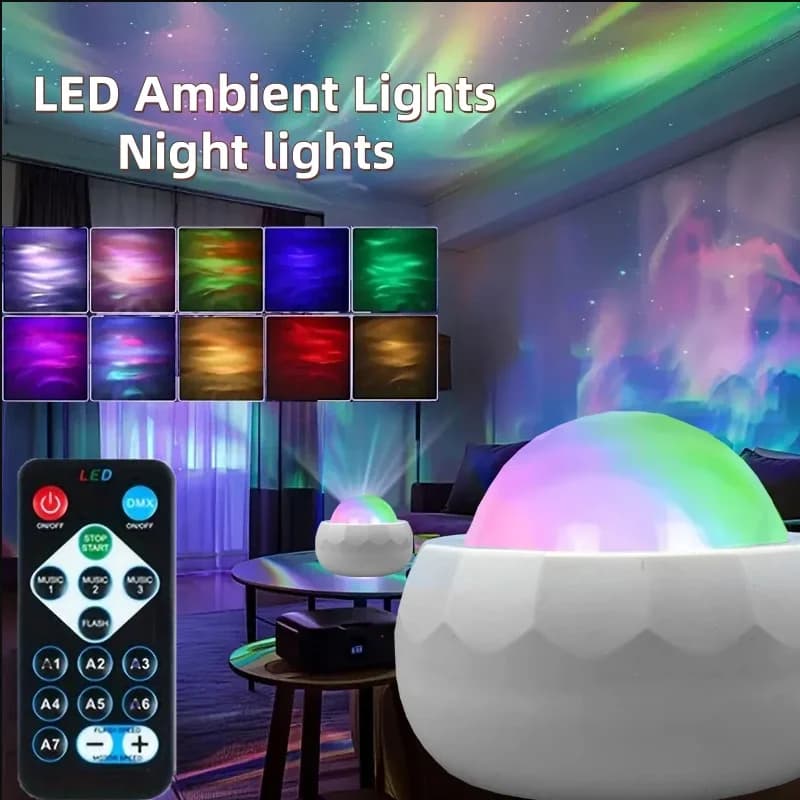Lampada Proiettore Cielo Stellato, Luce Atmosfera LED Aurora Boreale, Lampada Luminosa per Decorazioni Festa, Regalo per Bambini