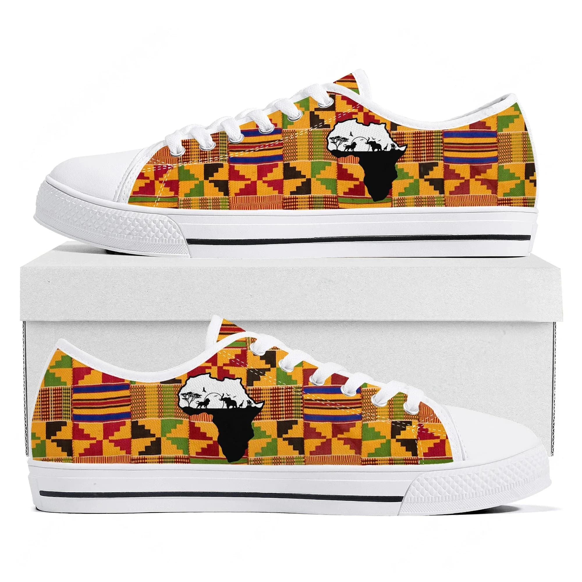 African Ethnic Culture Design Low Top Sneakers Mens Womens Teenager High Quality Canvas Sneaker couple Casual Shoes Custom Shoe