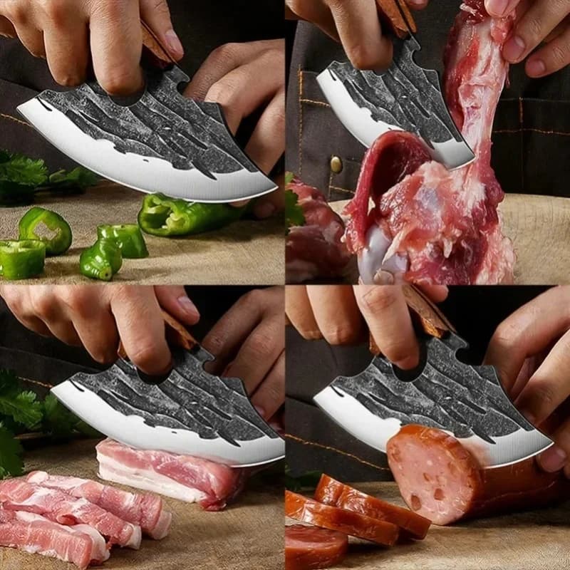 Chef sliced meat fruit fish open bottle kitchen knives utilitarian stainless steel blade wooden handle barbecue with knife cover