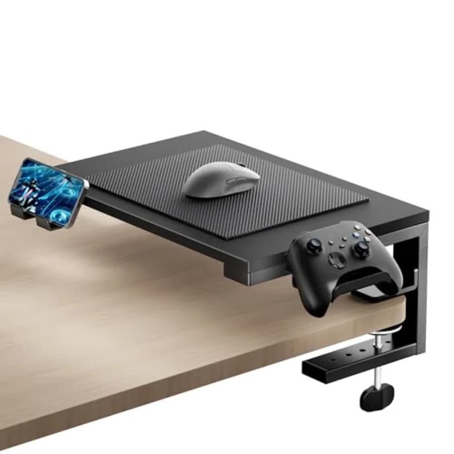 Estensore per Scrivania, Mensola da Scrivania 3 in 1 da 15 Pollici con Supporti per Telefono e Cuffie, Organizzatore da Scrivania Resistente per Gaming