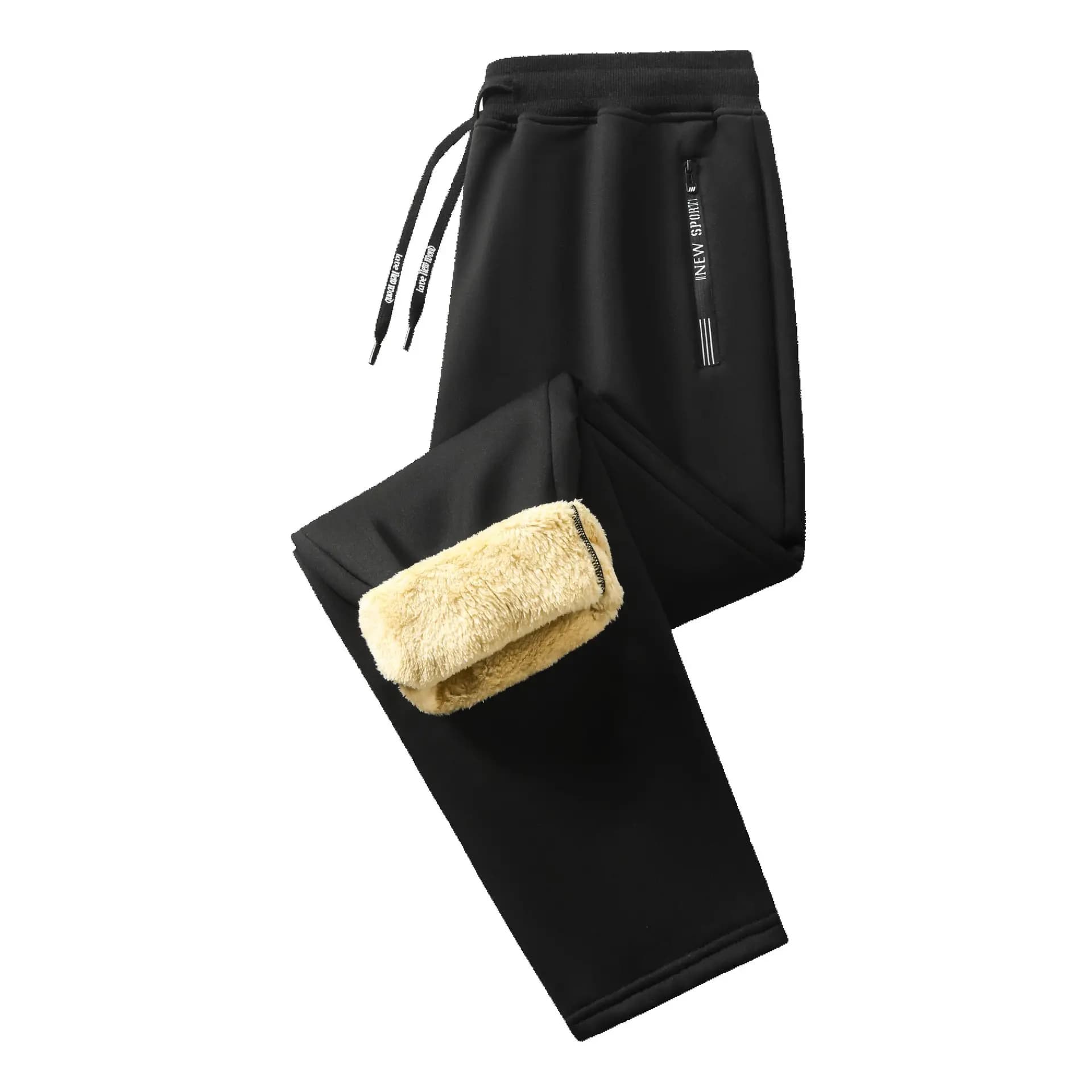 Men's Casual Lamb Velvet Pants Fleece Lined Wide Leg Autumn Winter Low Waist Straight Cut Jeans for Younger Generation