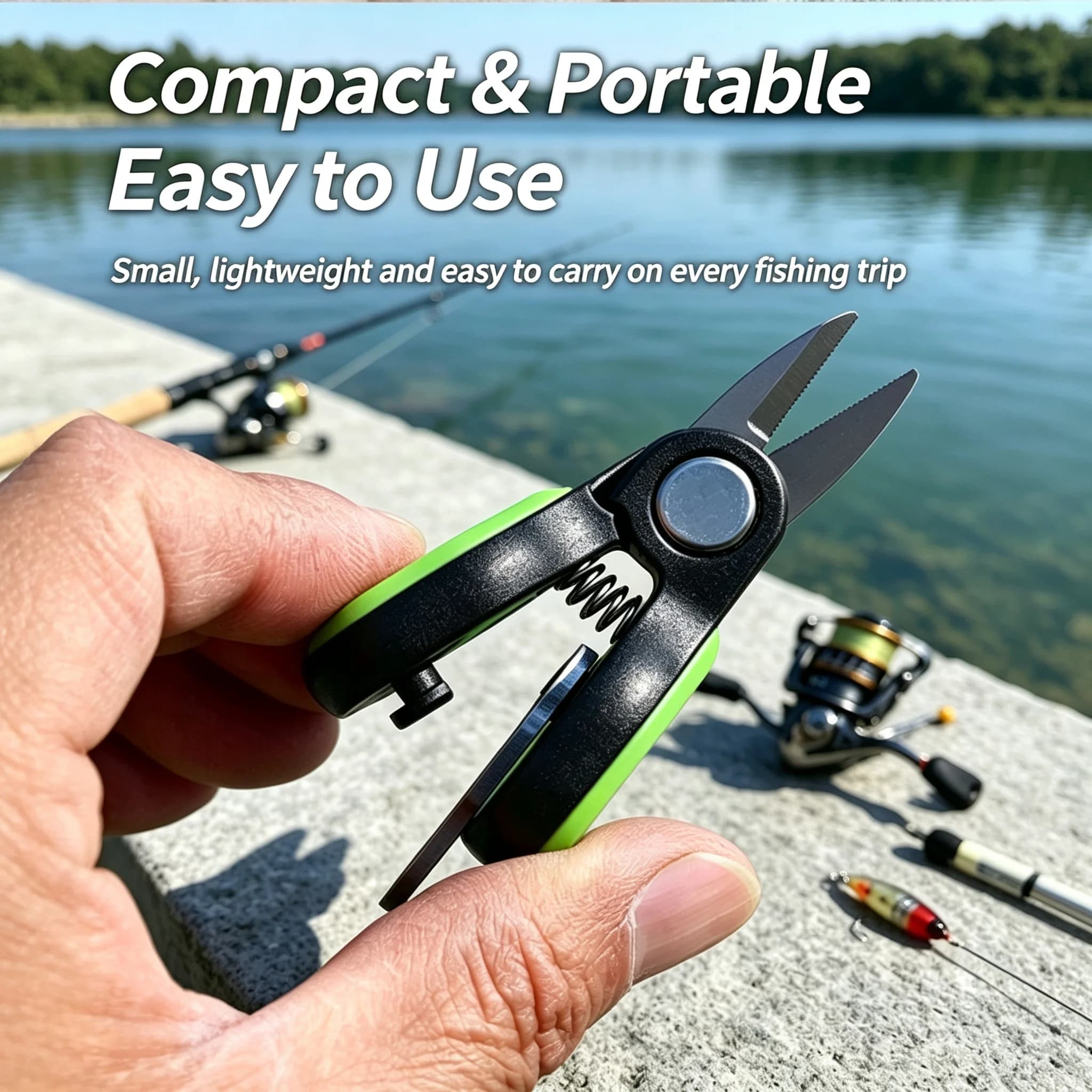 TINSOL Outdoors Portable Stainless Steel Fishing Scissors, Mini Fishing Scissors with Serrated Blade for PE Fishing Line