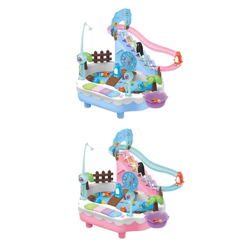 Plastic Kids Development Educational Toys Penguin Ladder Fishing Bath Set Learning Music Water Play Toys for Preschool