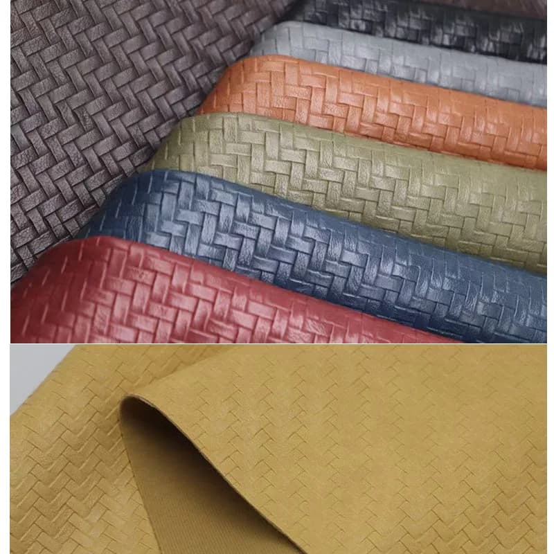 Nuova Tendenza: Tessuto in Pelle Sintetica PU con Motivo Intrecciato in Rilievo