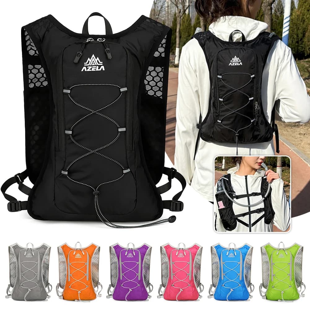 Zaino sportivo in nylon per esterni, zaino da bicicletta portatile, gilet idratatorio da corsa per sentieri da corsa, per escursioni sui sentieri