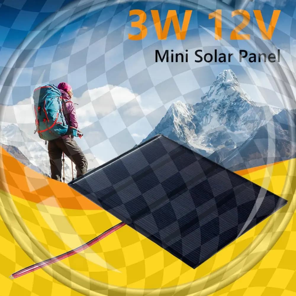 3W 12V Portable Solar Panel with Cable DIY Polysilicon Solar Epoxy Cell Charger for 9-12V Battery/Mobile Phone for Lamp Fan Pump