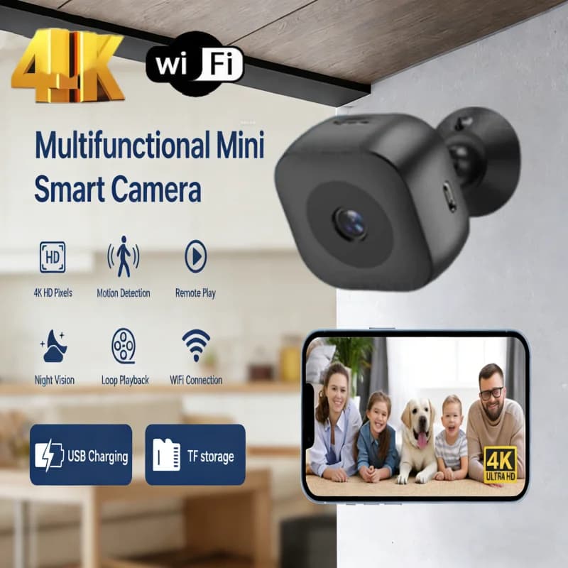 Mini Telecamera 4K HD WiFi Wireless per Monitoraggio e Sicurezza, Protezione Remota, Videocamere per Sorveglianza Video, Casa Intelligente 2026 Nuovo