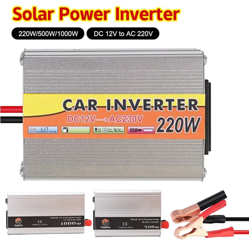 Portable Pure Sine Car Wave Inverter DC 12 V Volt 24V To AC 220V 220W 500W 1000W Power Bank Converter Solar Correction Wave