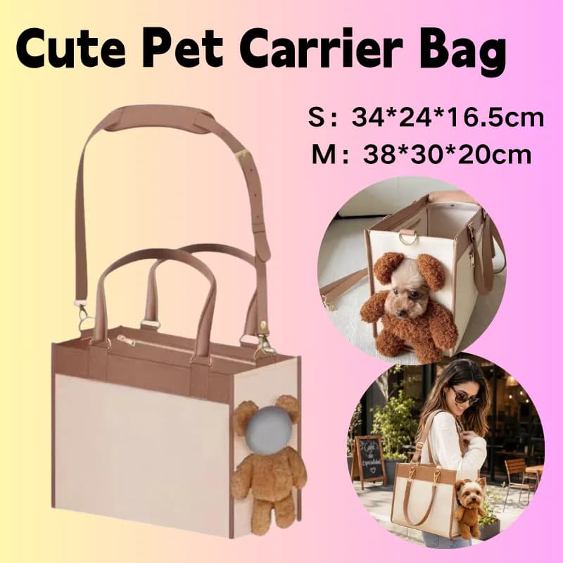 Cute Pet Travel Carrier Bag Teddy Bear Pet Carrier Cats Small Dogs Shoulder Handheld Pet Bag Outdoor Use Travel Backpack