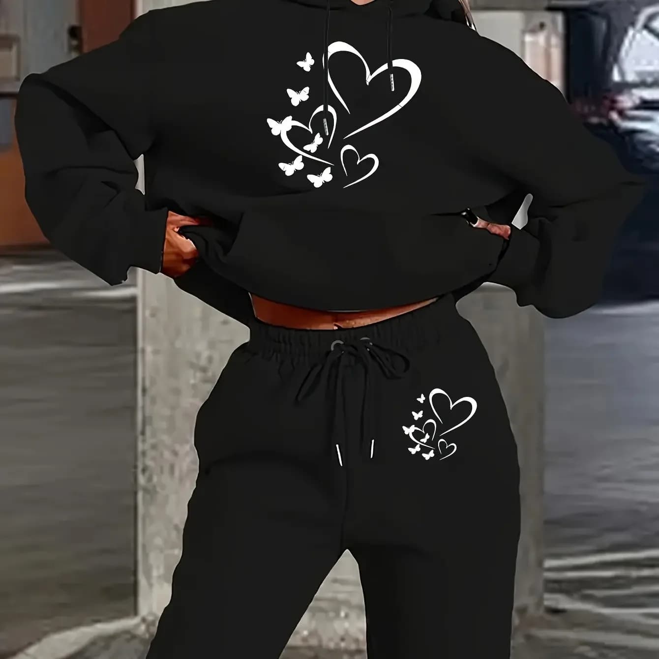 2026 letter printed sportswear set men's and women's hooded sweatshirt long pants set spring and autumn winter warm suit