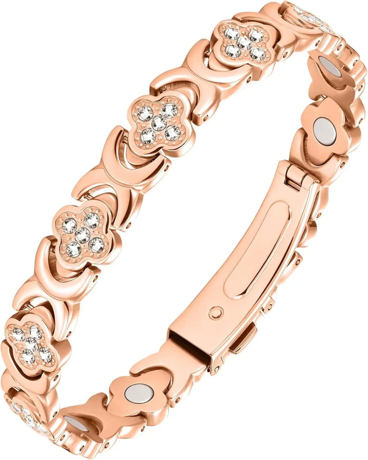 Braccialetto Magnetico in Rame Jecanori 5X Strength per Donne, Magneti Ellittici, Bracciale Magnetico in Rame Puro con Chiusura a Farfalla Premium