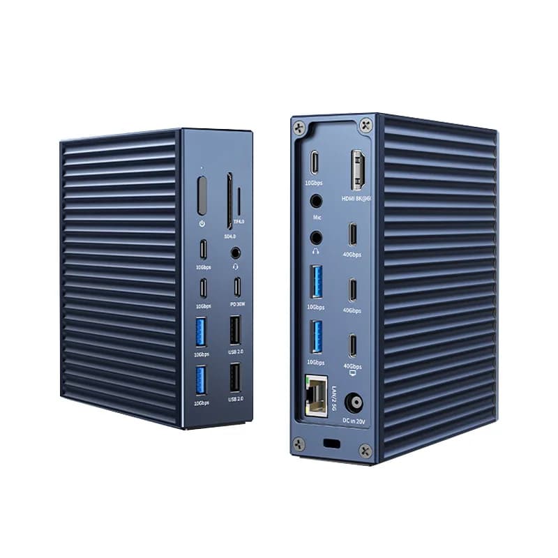Docking Station Desktop Multifunzione 21-in-1 Thunderbolt 4 40Gbps | Potenza massima 90W 8K 60Hz TF SD 4.0 | Hub USB-C per Editing Video