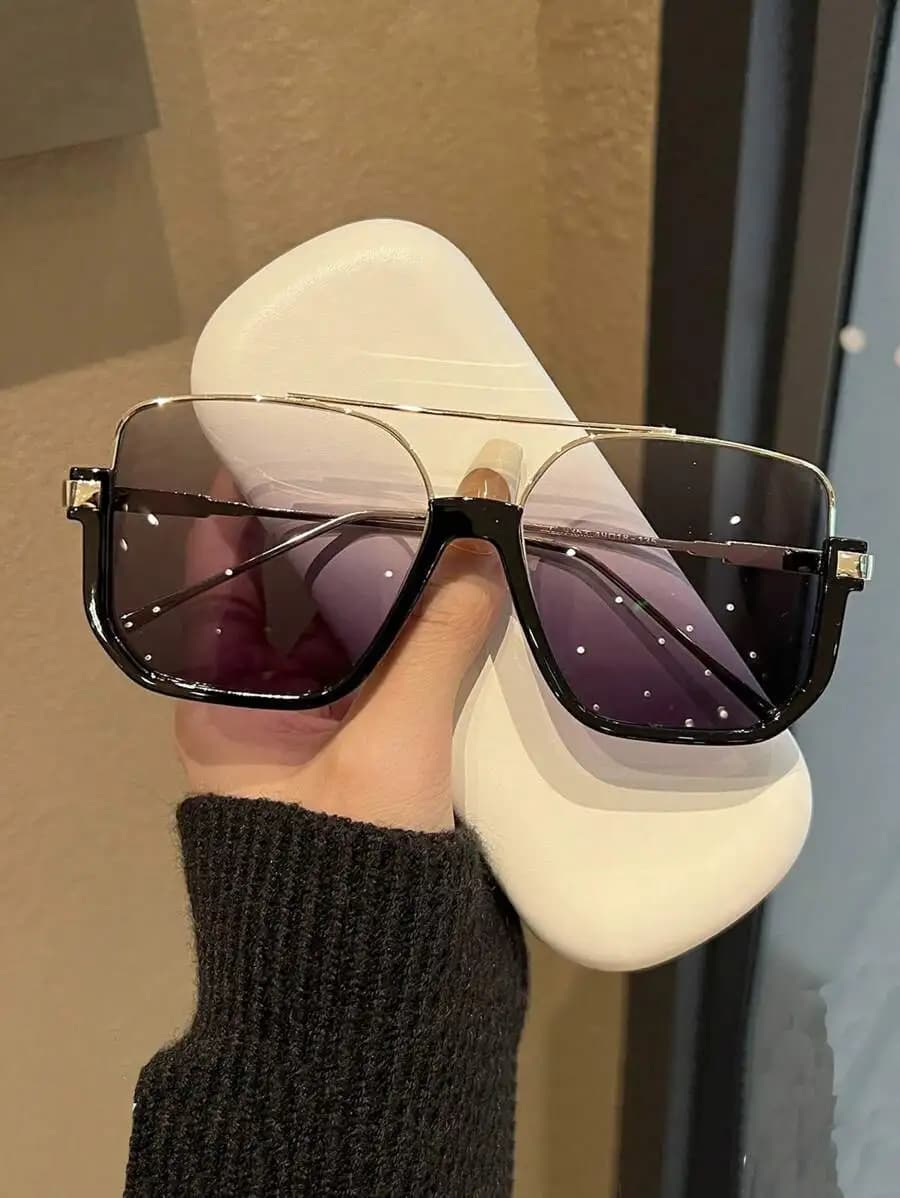 1 Pair Oversized Fashion Women's Minimalist Retro Shades, Suitable For Daily Use