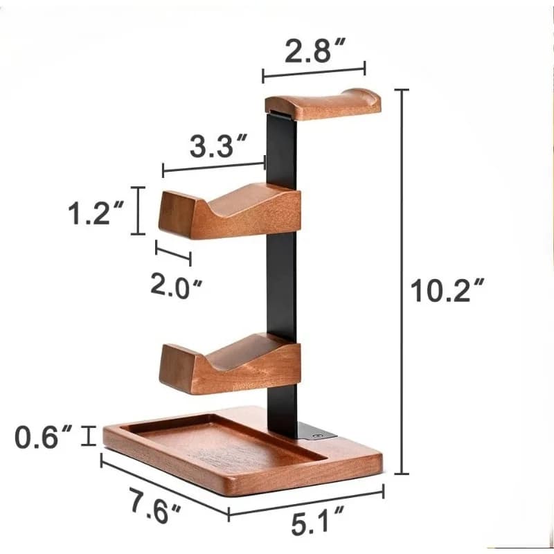 Iron Wood Gaming Headphone Stand, Home Desktop Headphone Organizer, Solid Wood E-sports Headphone Handle Storage Rack