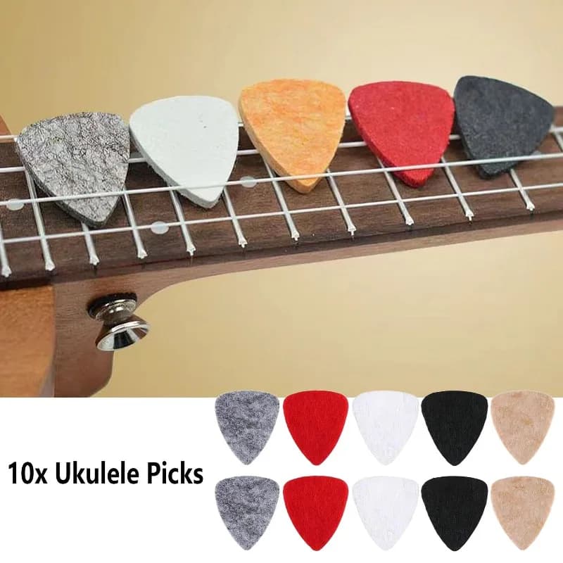 10PCS Ukulele Felt Picks – Soft Wool Plectrums for Ukulele & Nylon String Guitar, Accessories Set