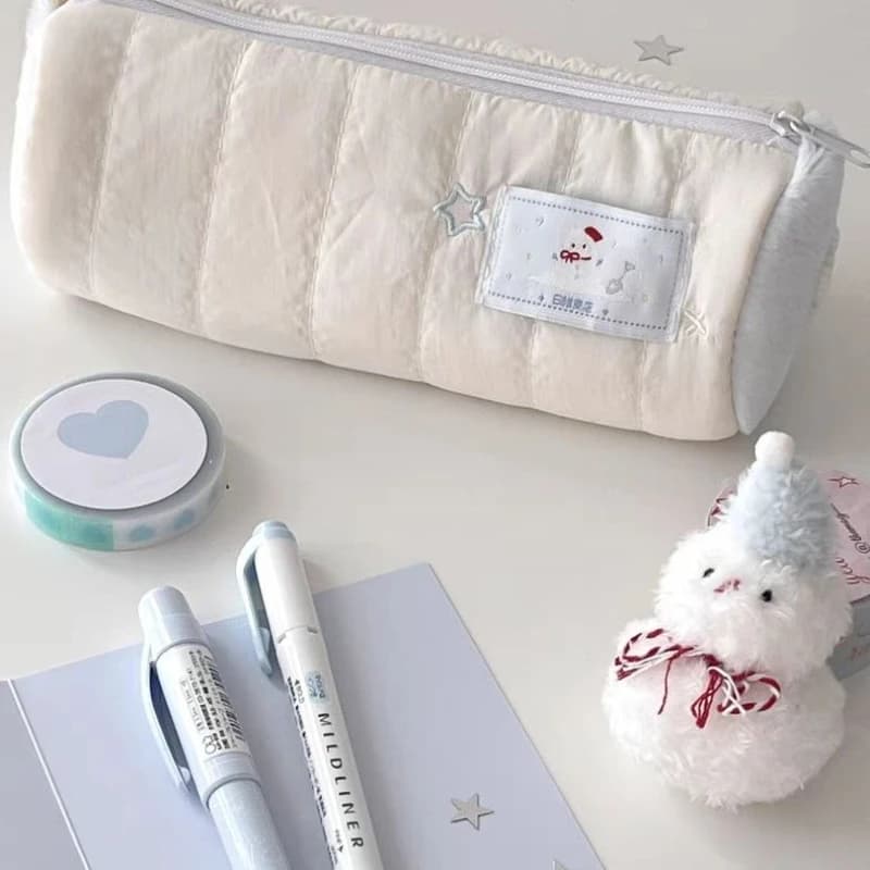 Simpatico cartone animato Pupazzo di neve Astuccio grande Borsa portaoggetti Cancelleria per studenti e forniture per lo studio Borsa Kawaii per il ritorno a scuola