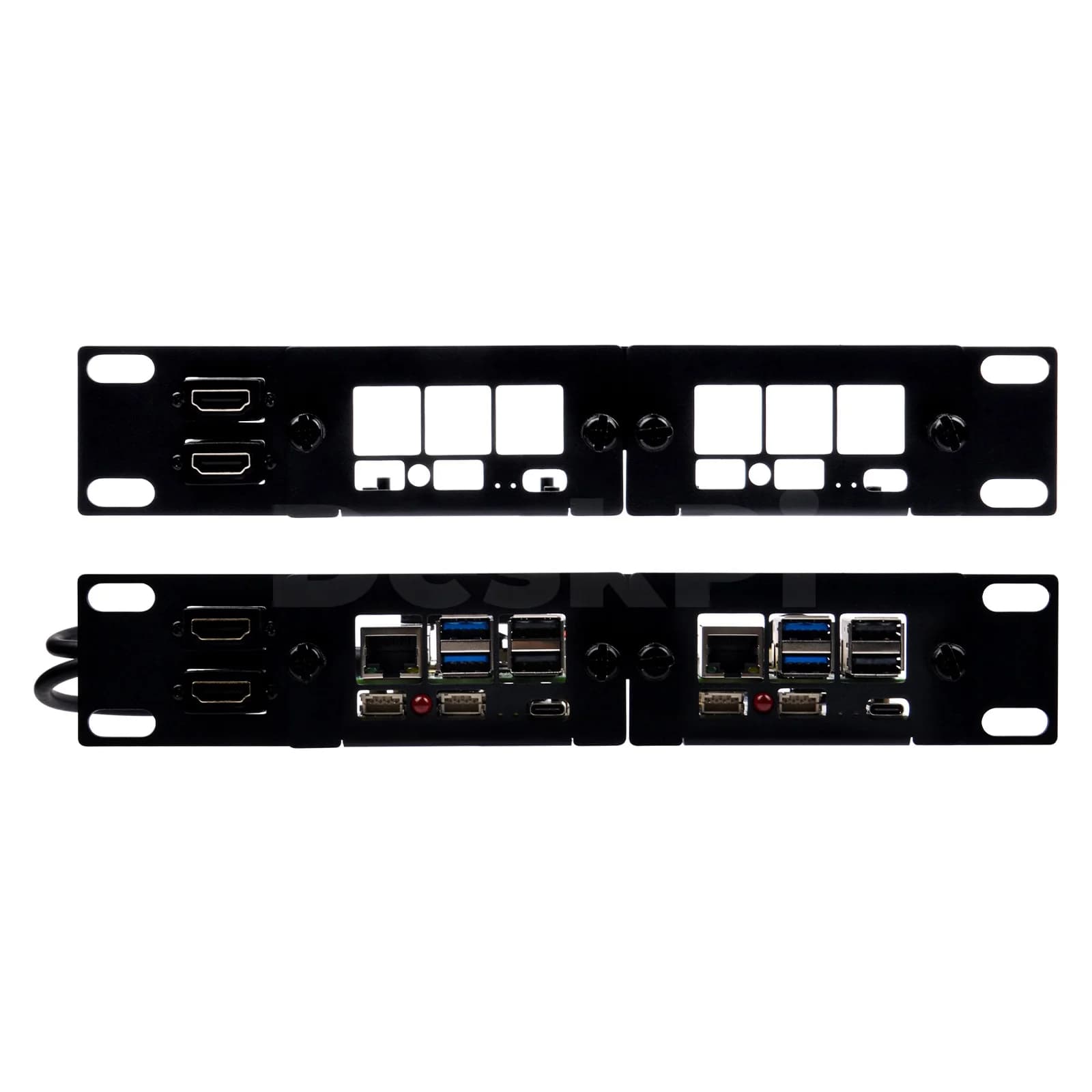 DeskPi Rackmate 10 Poles 1U for Rack Mounting with 2 NVME PCIE Cards for Raspberry Pi 5, Supports M.2 NVMe SSD