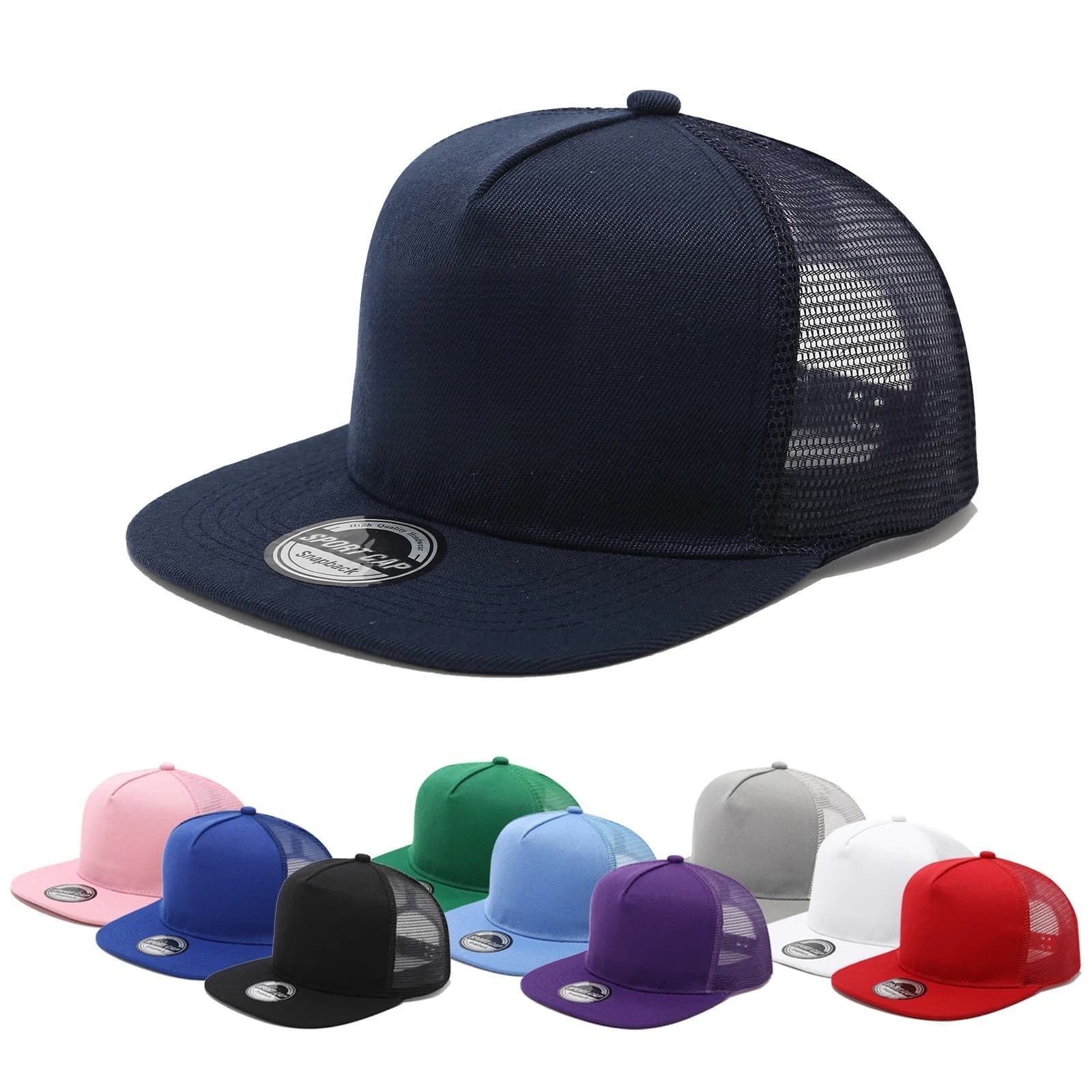 Nuovo Cappellino da Baseball Hip Hop con Rete Posteriore, Personalizzabile, per Uomo e Donna, Cappello Trucker con Visiera Piatta, Snapback Estivo alla Moda
