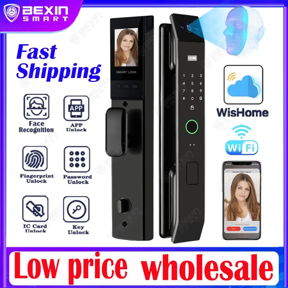 WISHome App 3D Riconoscimento facciale serratura intelligente Sblocco Smart Lock digitale Impronta digitale Chiave Card Nfc Telefono Sblocco Blocco