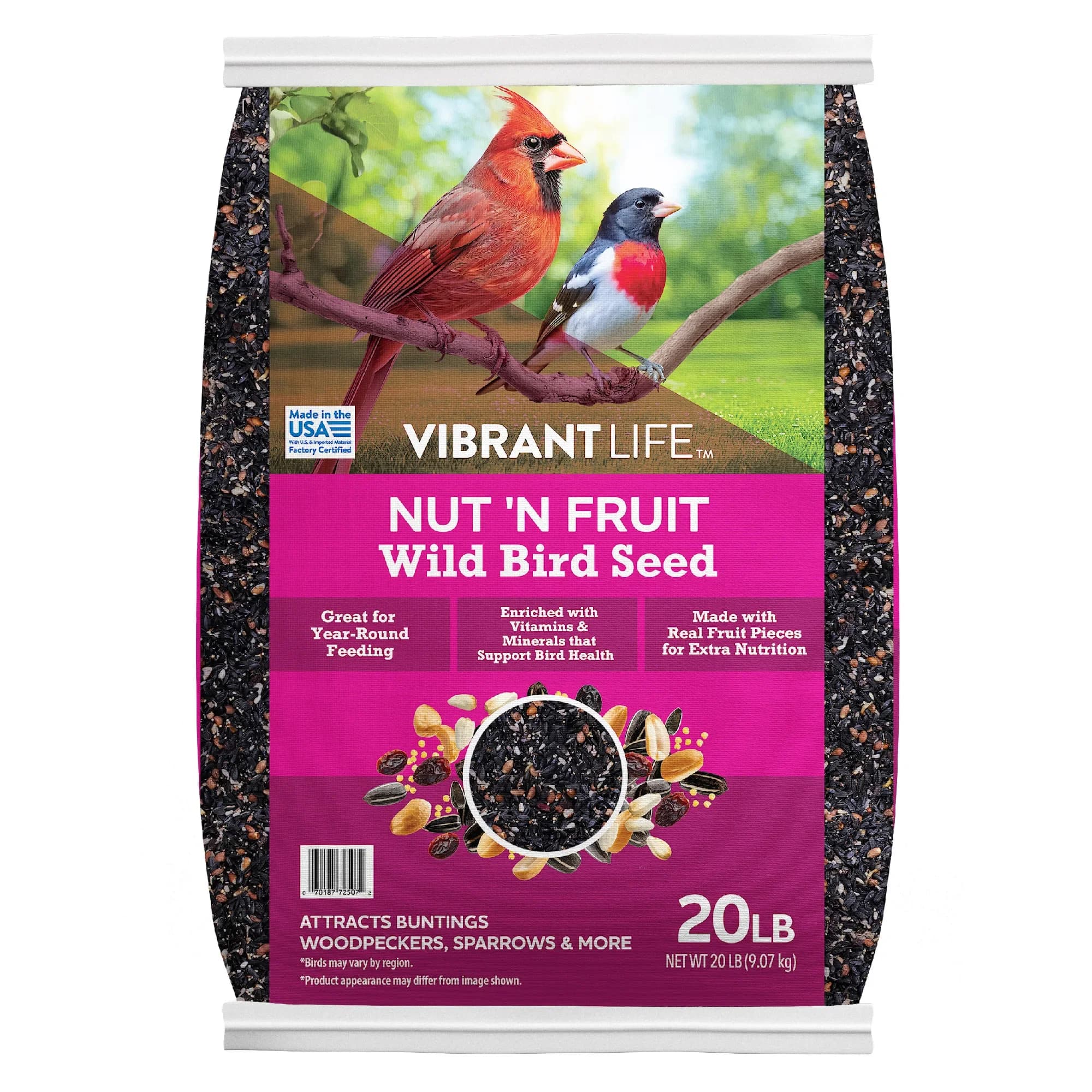 Wild Bird Seed Mix with Nuts and Dried Fruits 20 Pound Bag